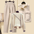 Bea | Women 3 Piece Cotton Lounge Set Pants Vest Sweater