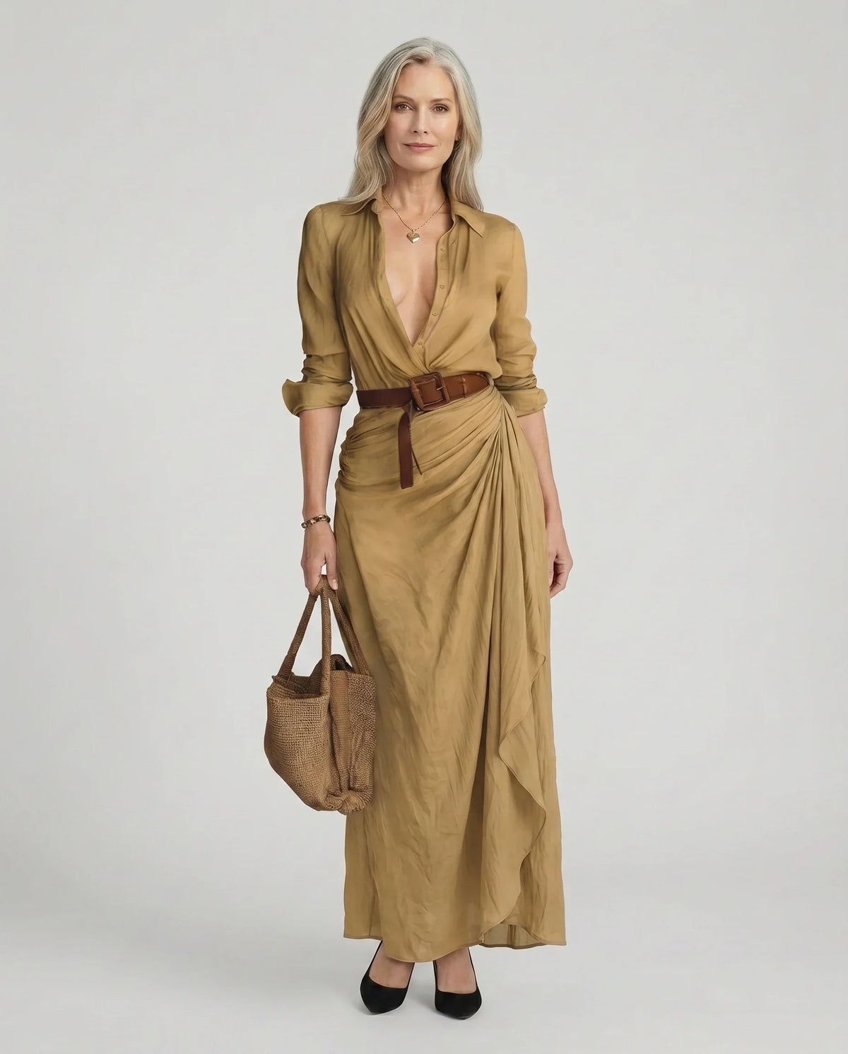 Giselle | Women's Shirt Dress | Maxi Length, Belted Waist | S–3XL