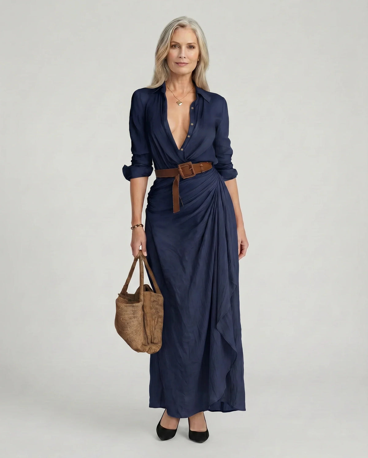 Giselle | Women's Shirt Dress | Maxi Length, Belted Waist | S–3XL