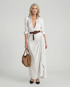 Giselle | Women's Shirt Dress | Maxi Length, Belted Waist | S–3XL