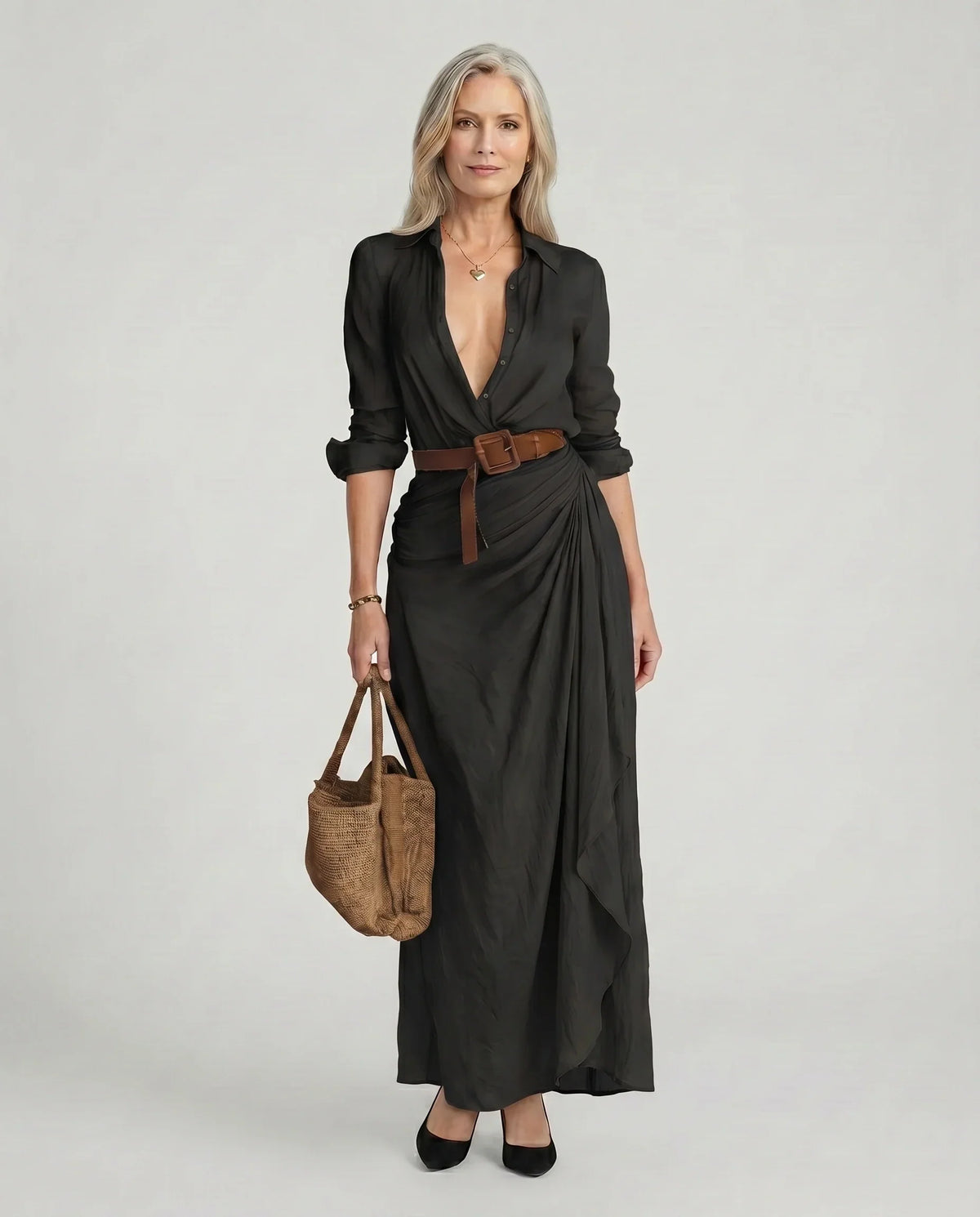 Giselle | Women's Shirt Dress | Maxi Length, Belted Waist | S–3XL