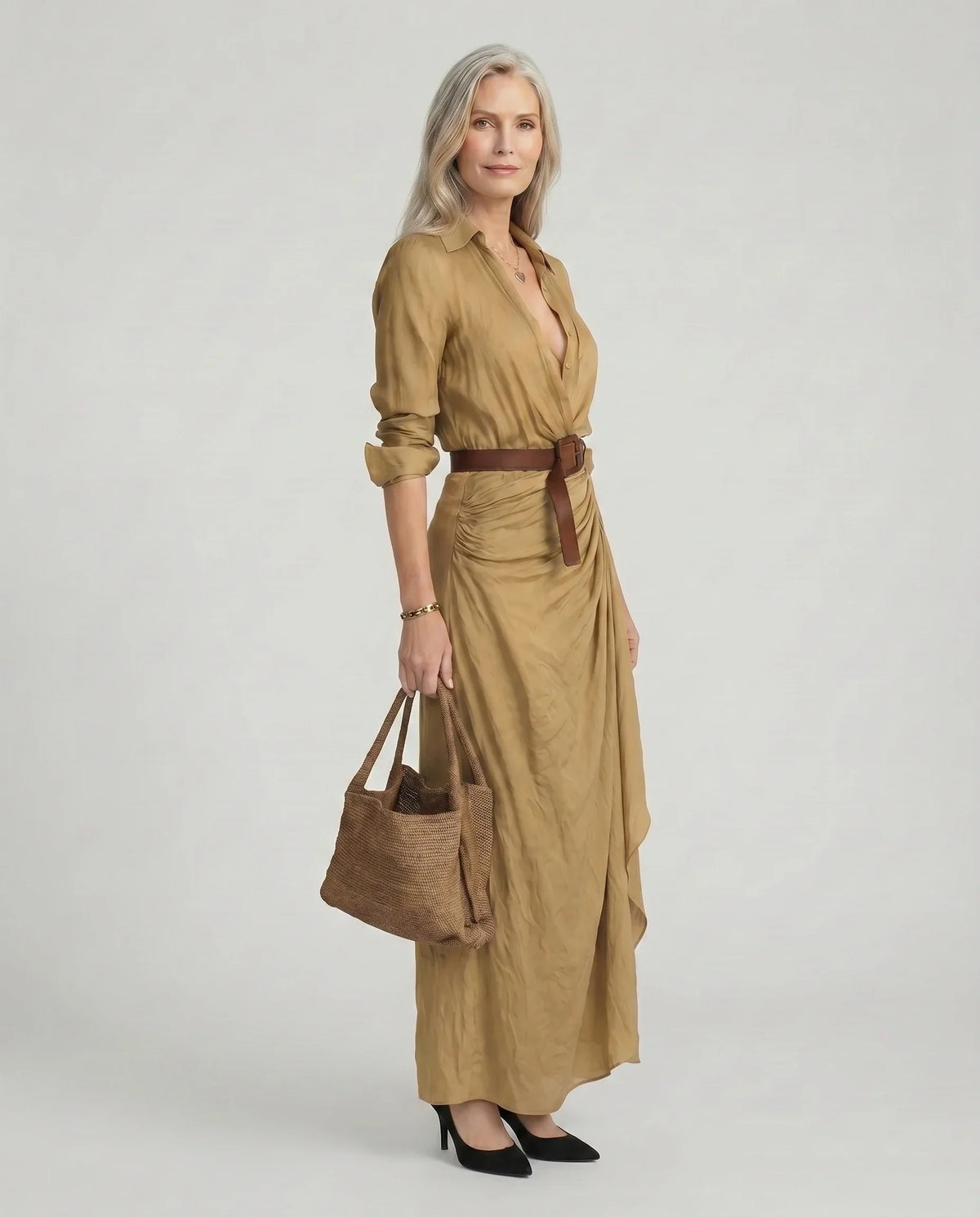 Giselle | Women's Shirt Dress | Maxi Length, Belted Waist | S–3XL
