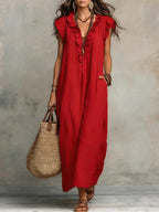 Nora | Women's Linen Maxi Dress | Boho Style, Loose Fit | Side Pockets