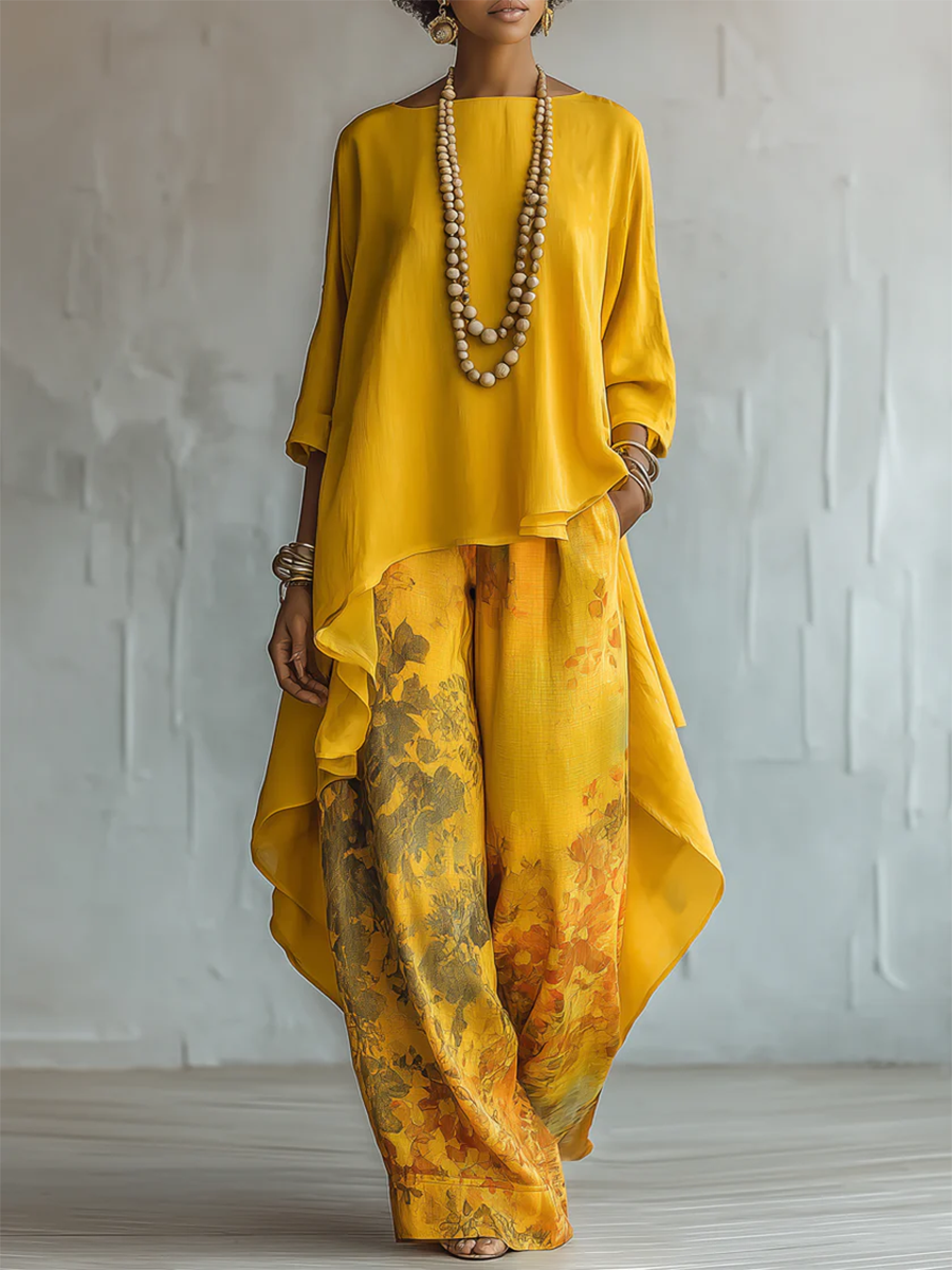 Ondine | Women 2 Piece Cotton Blend Floral Print Set Bohemian