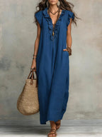 Nora | Women's Linen Maxi Dress | Boho Style, Loose Fit | Side Pockets