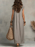 Nora | Women's Linen Maxi Dress | Boho Style, Loose Fit | Side Pockets