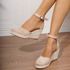 Womens Orthopedic Shoes Espadrille Platform Wedge Heels Ankle Strap