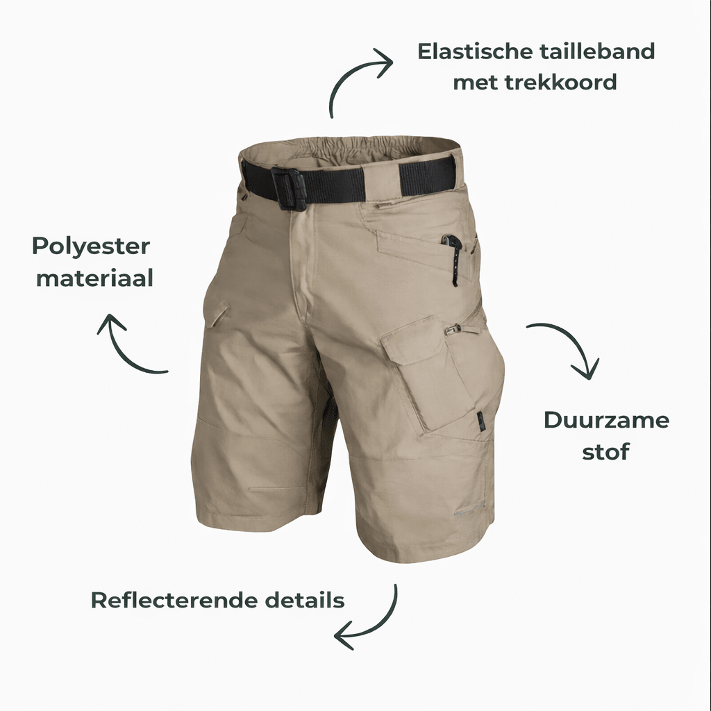 Men Cargo Shorts Regular Fit 6 Pockets Elastic Waist