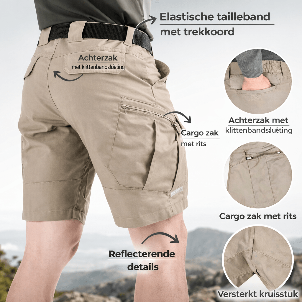 Men Cargo Shorts Regular Fit 6 Pockets Elastic Waist