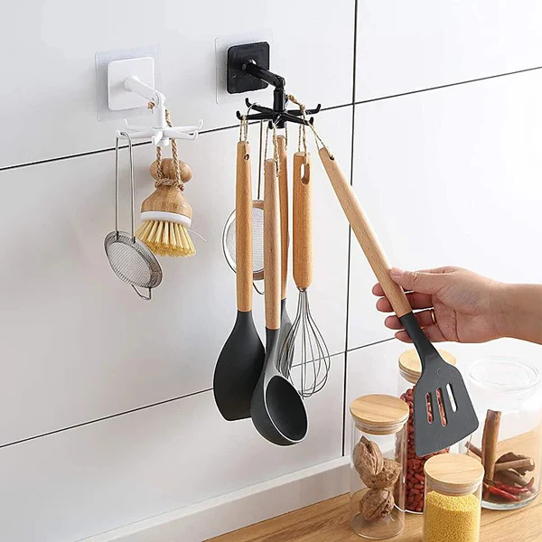 Edith | Rotating Adhesive Hook | 360° Swivel, Wall & Ceiling Mount