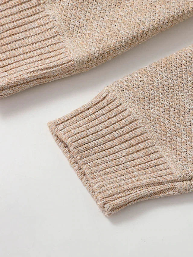 Men Ribbed Knit Full Zip Cardigan Stand Collar