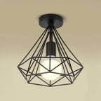 Calla | Ceiling Lamp | Retro Geometric Cage, Black, LED, 9W | Indoor
