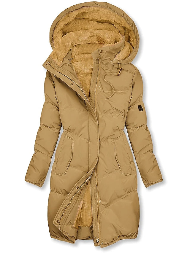 Wren | Women's Winter Coat | Warm Lining, Belted | Green, Black, Yellow