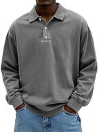 Men Long Sleeve Polo Shirt Casual