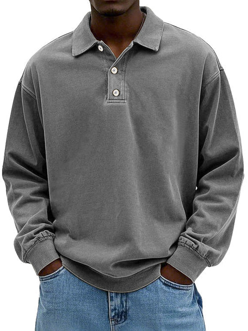 Men Long Sleeve Polo Shirt Casual
