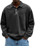 Men Long Sleeve Polo Shirt Casual