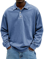 Men Long Sleeve Polo Shirt Casual