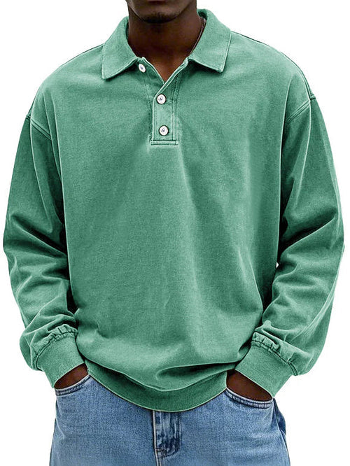 Men Long Sleeve Polo Shirt Casual