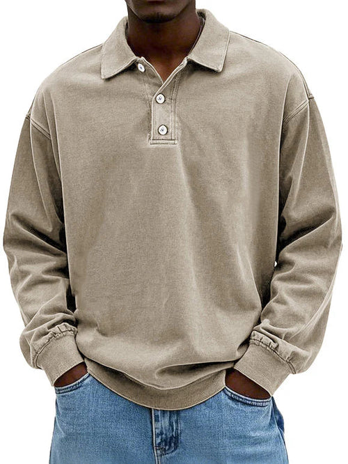 Men Long Sleeve Polo Shirt Casual