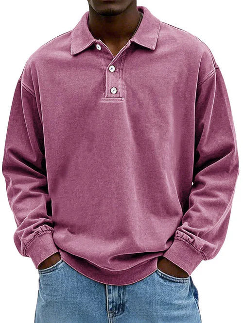 Men Long Sleeve Polo Shirt Casual