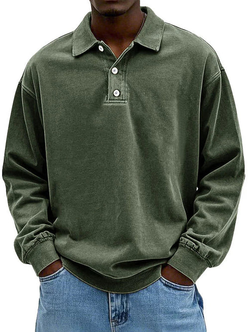 Men Long Sleeve Polo Shirt Casual