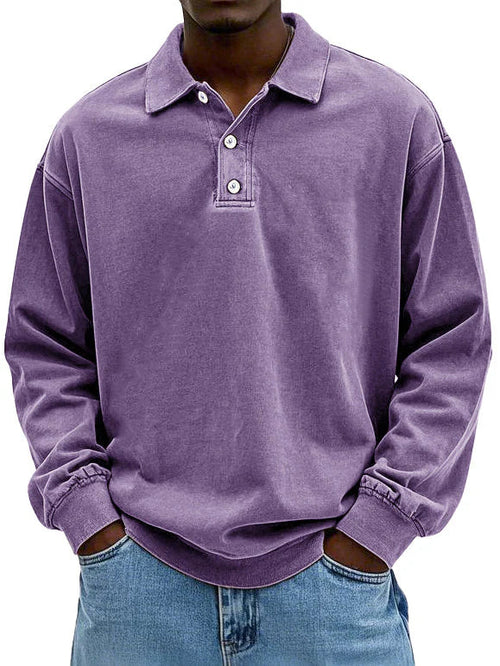 Men Long Sleeve Polo Shirt Casual