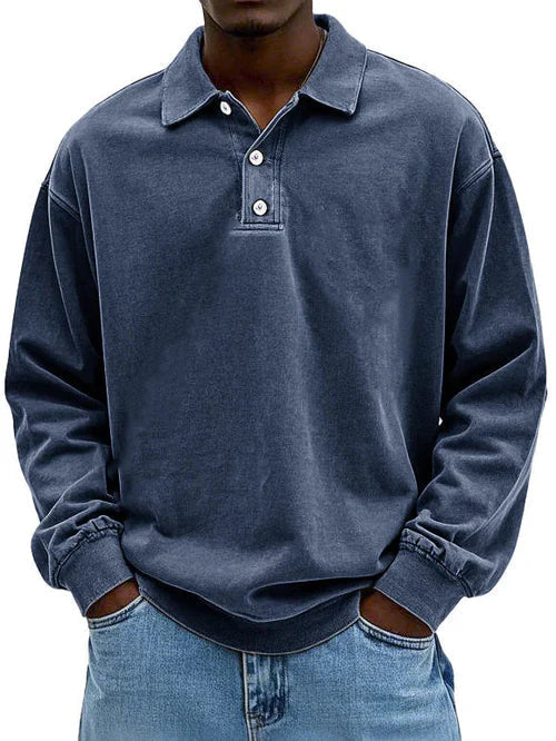 Men Long Sleeve Polo Shirt Casual