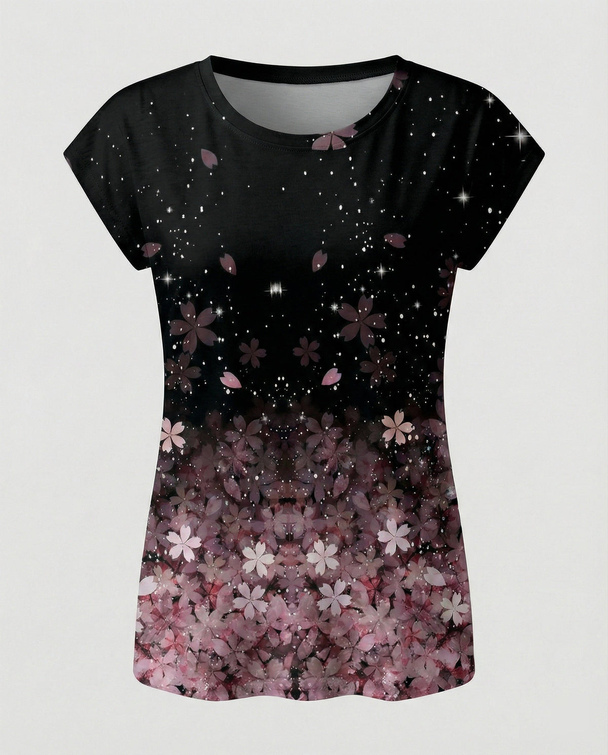 Greta | Women's Summer Blouse | Watercolor Floral Print, Asymmetric Hem | Loose Fit