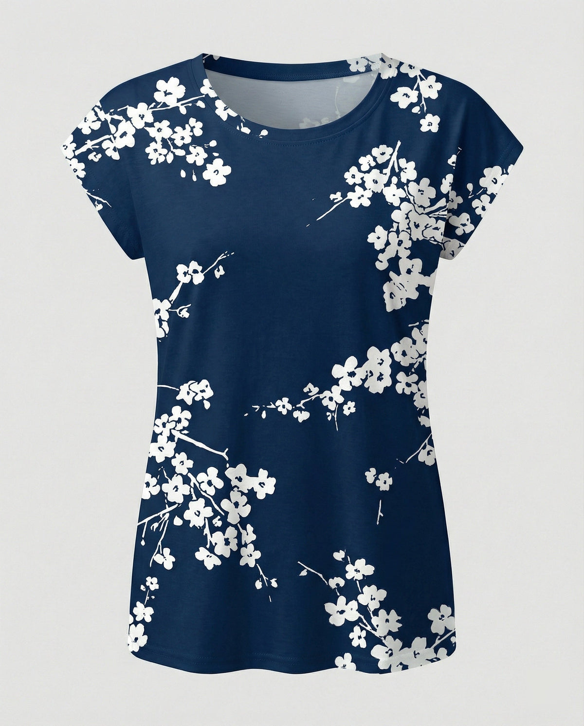 Greta | Women's Summer Blouse | Watercolor Floral Print, Asymmetric Hem | Loose Fit