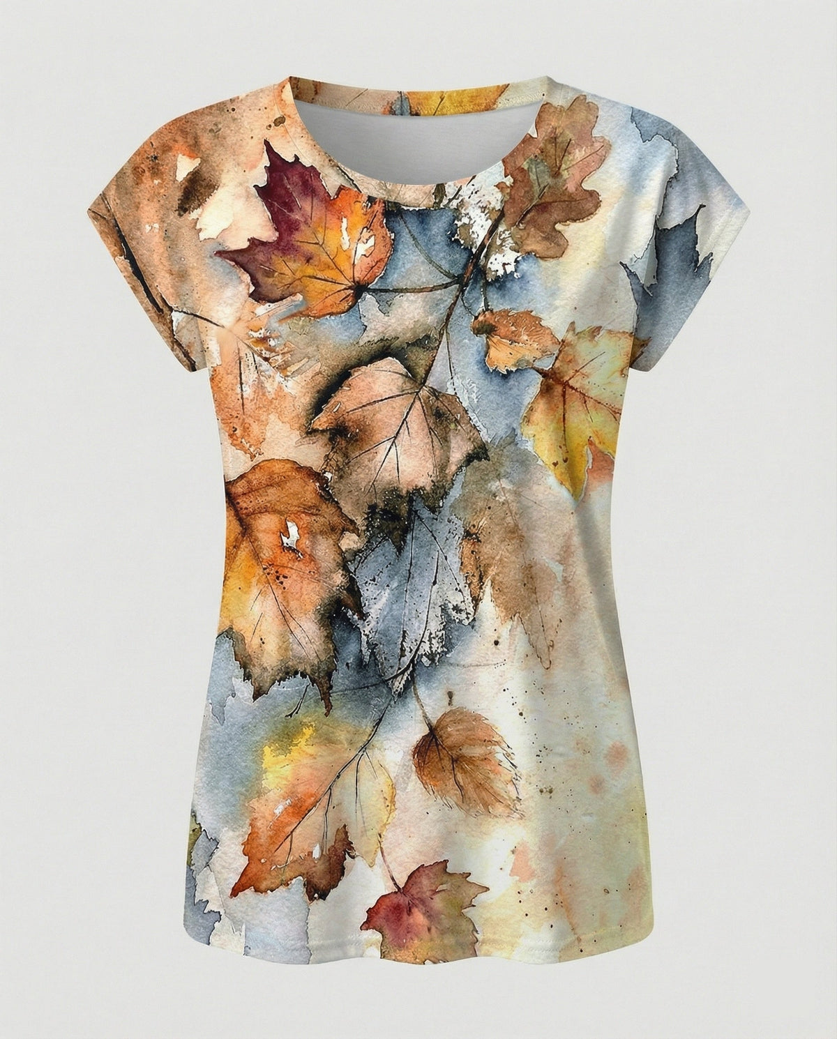 Greta | Women's Summer Blouse | Watercolor Floral Print, Asymmetric Hem | Loose Fit