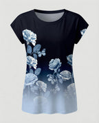 Greta | Women's Summer Blouse | Watercolor Floral Print, Asymmetric Hem | Loose Fit