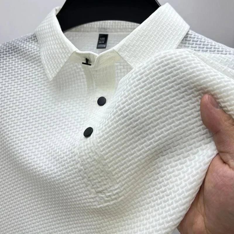 Mens Polo Shirt Short Sleeve Wrinkle Resistant Breathable Lightweight