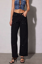 Sage | Women's Utility Jeans | High Waist, Wide Leg | Black