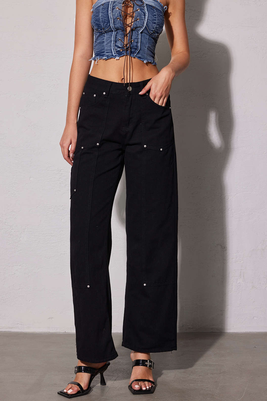 Sage | Women's Utility Jeans | High Waist, Wide Leg | Black