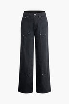 Sage | Women's Utility Jeans | High Waist, Wide Leg | Black