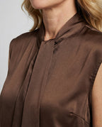 Nina | Sleeveless Bow Blouse | Women's Satin Viscose | Flowy, Office