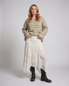 Women Lace Maxi Skirt Tiered Boho Elastic Waist | Faye