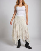 Women Lace Maxi Skirt Tiered Boho Elastic Waist | Faye