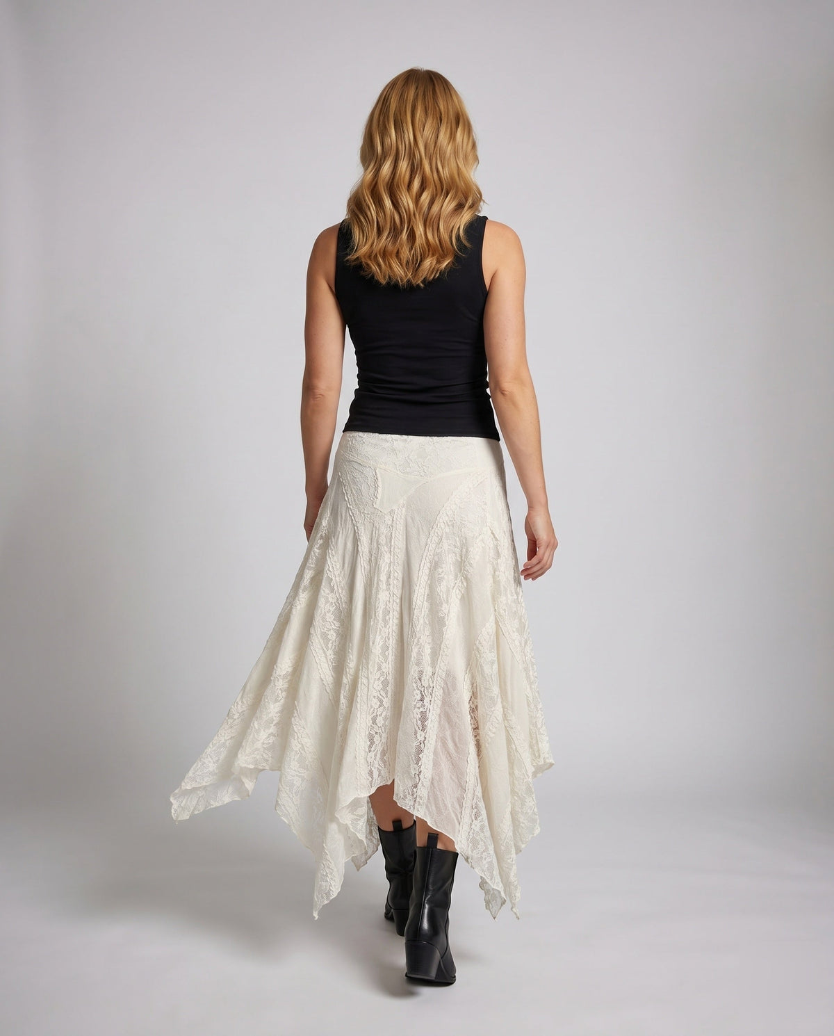 Women Lace Maxi Skirt Tiered Boho Elastic Waist | Faye