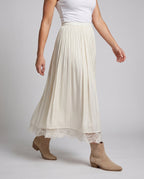 Women Lace Maxi Skirt Flowy Elastic Waist | Ottavia