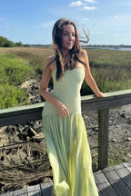 Nova | Women's Maxi Dress | Strapless, Pleated, Evening | Green