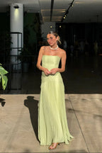 Nova | Women's Maxi Dress | Strapless, Pleated, Evening | Green