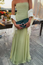 Nova | Women's Maxi Dress | Strapless, Pleated, Evening | Green