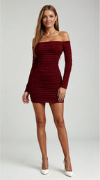 Posy | Mini Dress | Off-Shoulder, Long Sleeve, Bodycon | Women's