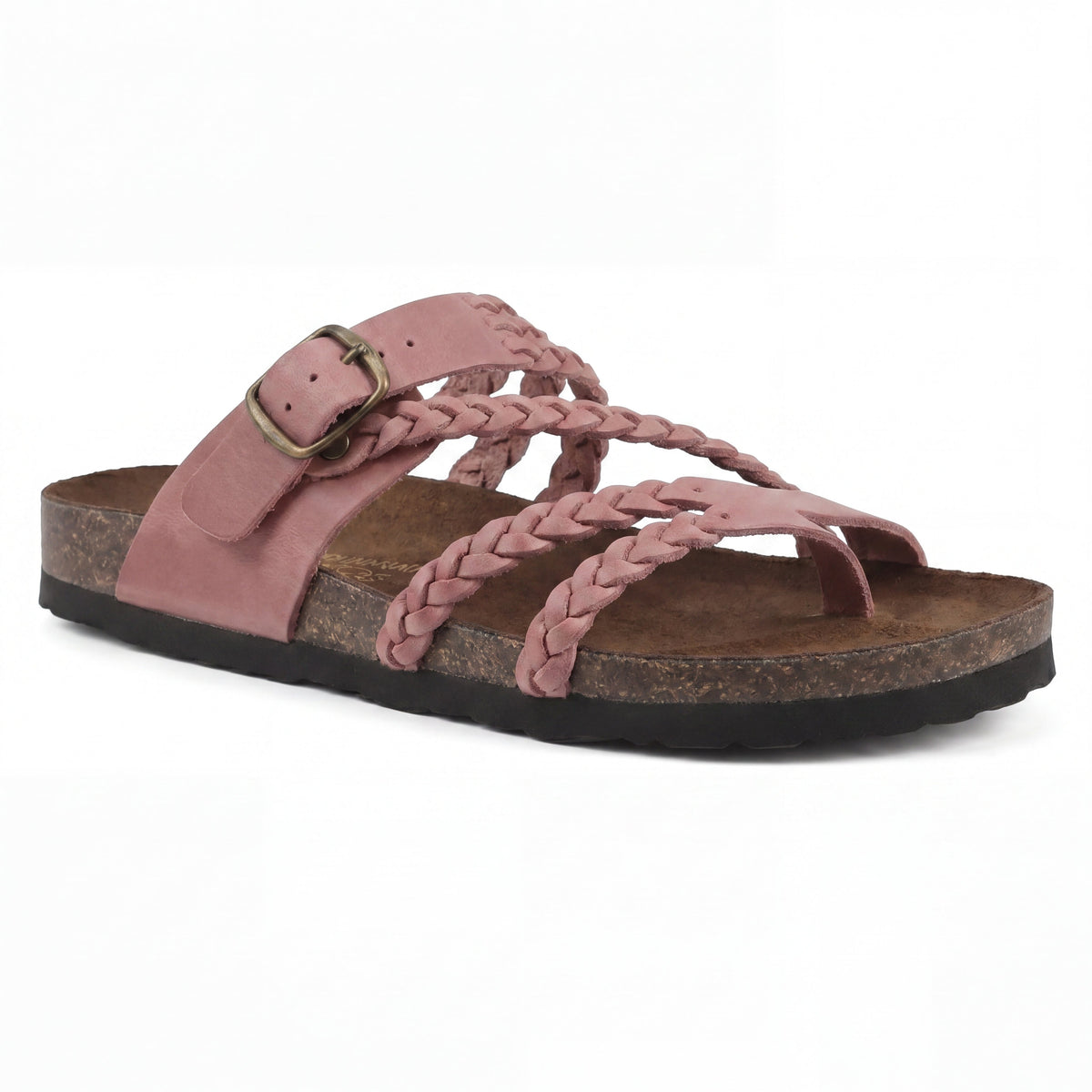 Orthopedic Sandals Women Woven Strap Adjustable Buckle Cork Footbed