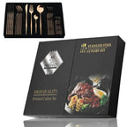 Kira | Cutlery Set 24 Piece | Stainless Steel, Gold Accent | Black, White, Rose