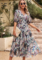 Luna | Floral Midi Dress | Puff Sleeves, Flattering Fit