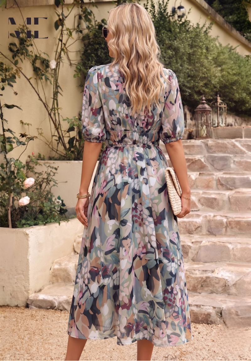 Luna | Floral Midi Dress | Puff Sleeves, Flattering Fit