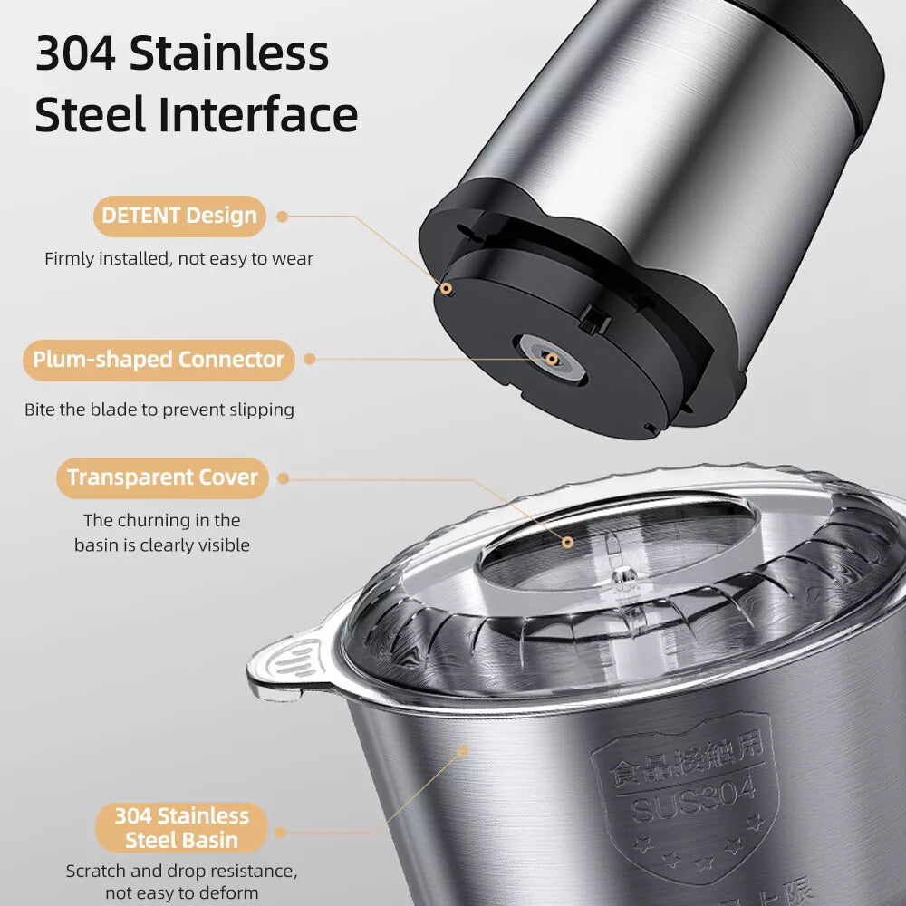 2L Stainless Steel Food Chopper 300W 4 Blade