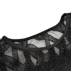 Midi Dress Plus Size Women Lace Sleeve Round Neck Knee Length